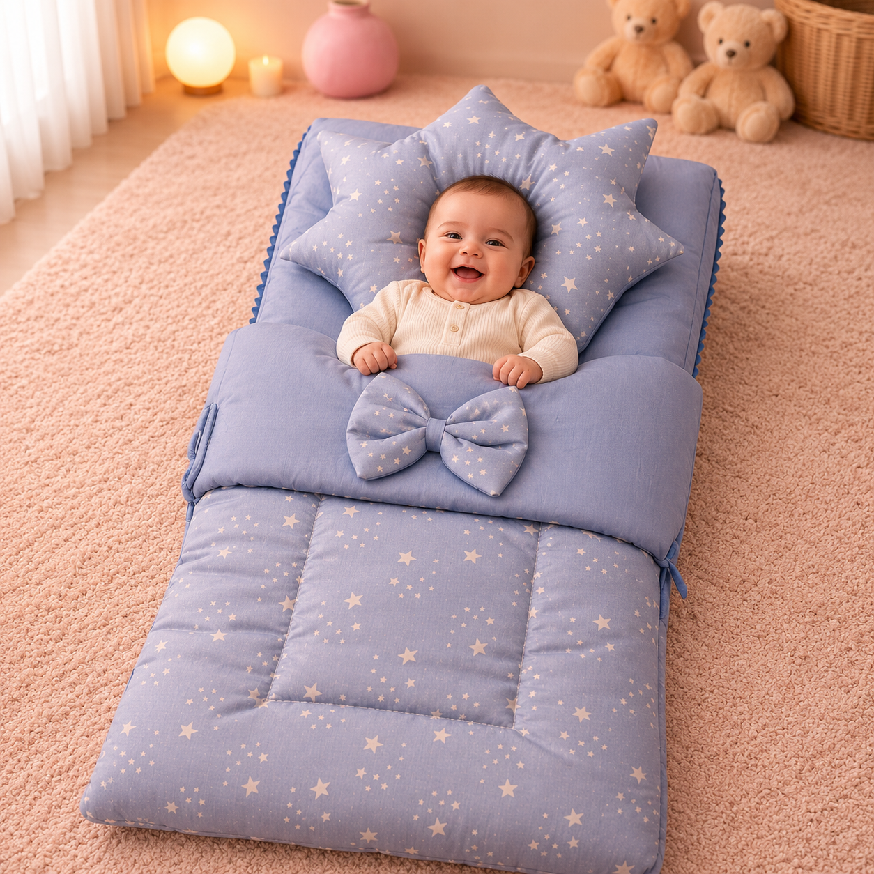 Luxury Starry Baby Nest – Silk Finish & 100% Cotton Inside
