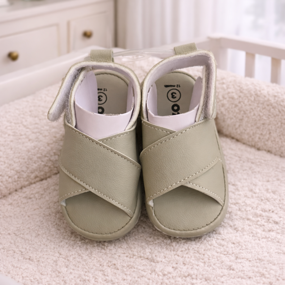 Olive Cross Baby Sandals