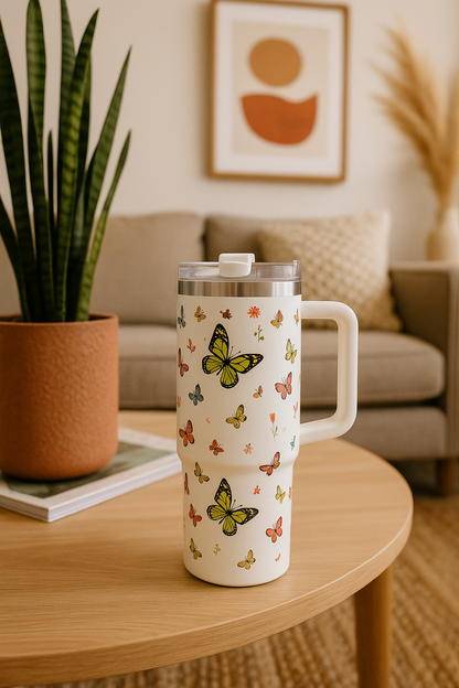 White Butterfly HydraFlex Bottle 1200 ML with Straw