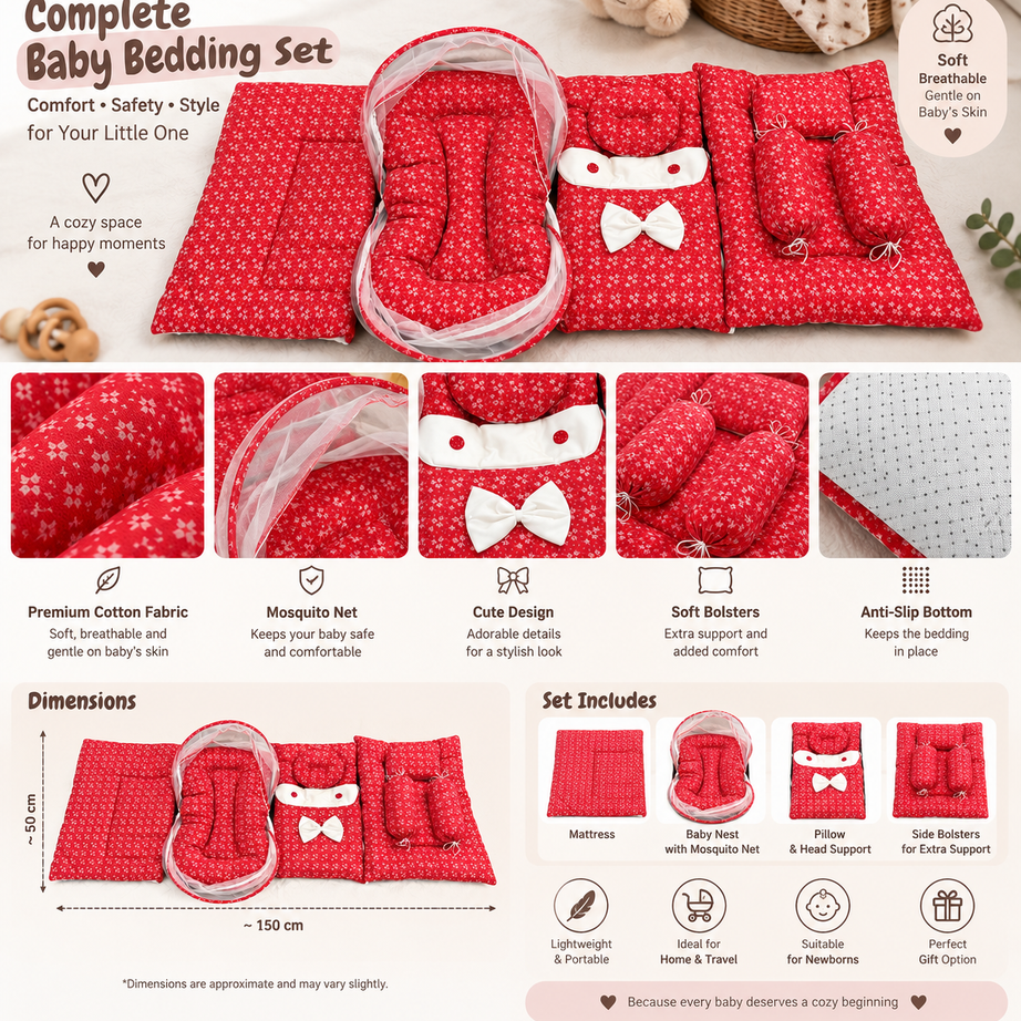Red Bloosam 8 Pcs Bedding Set