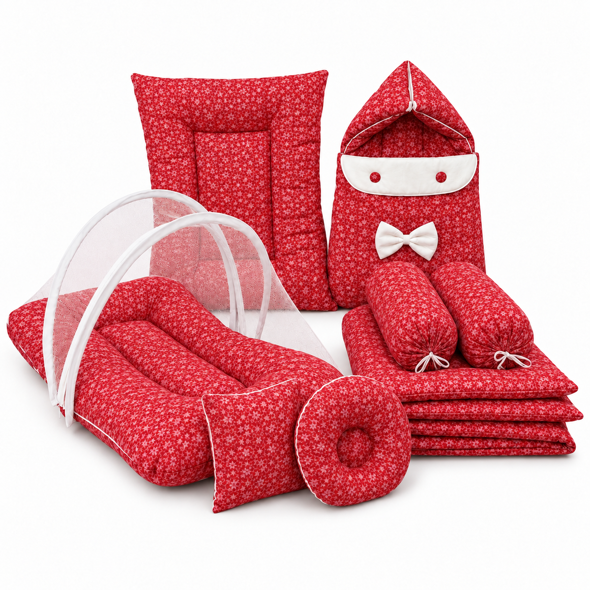 Red Bloosom 8 Pcs Bedding Set