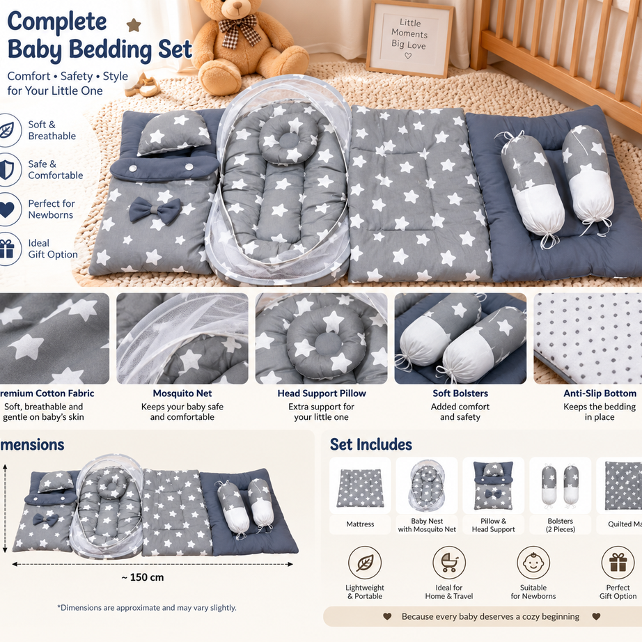 Moonlight Dreams 8 Pcs Baby Bedding Set