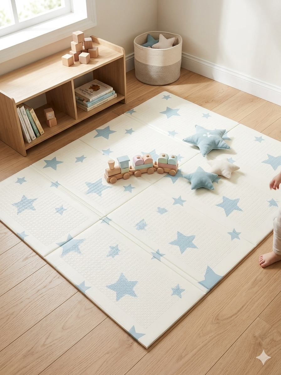 Blue Stars Double Sided Foldable Baby Play Small Mat