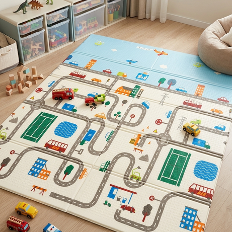 Kids Foldable Play Mat – Road Map Design Soft Floor Large Mat