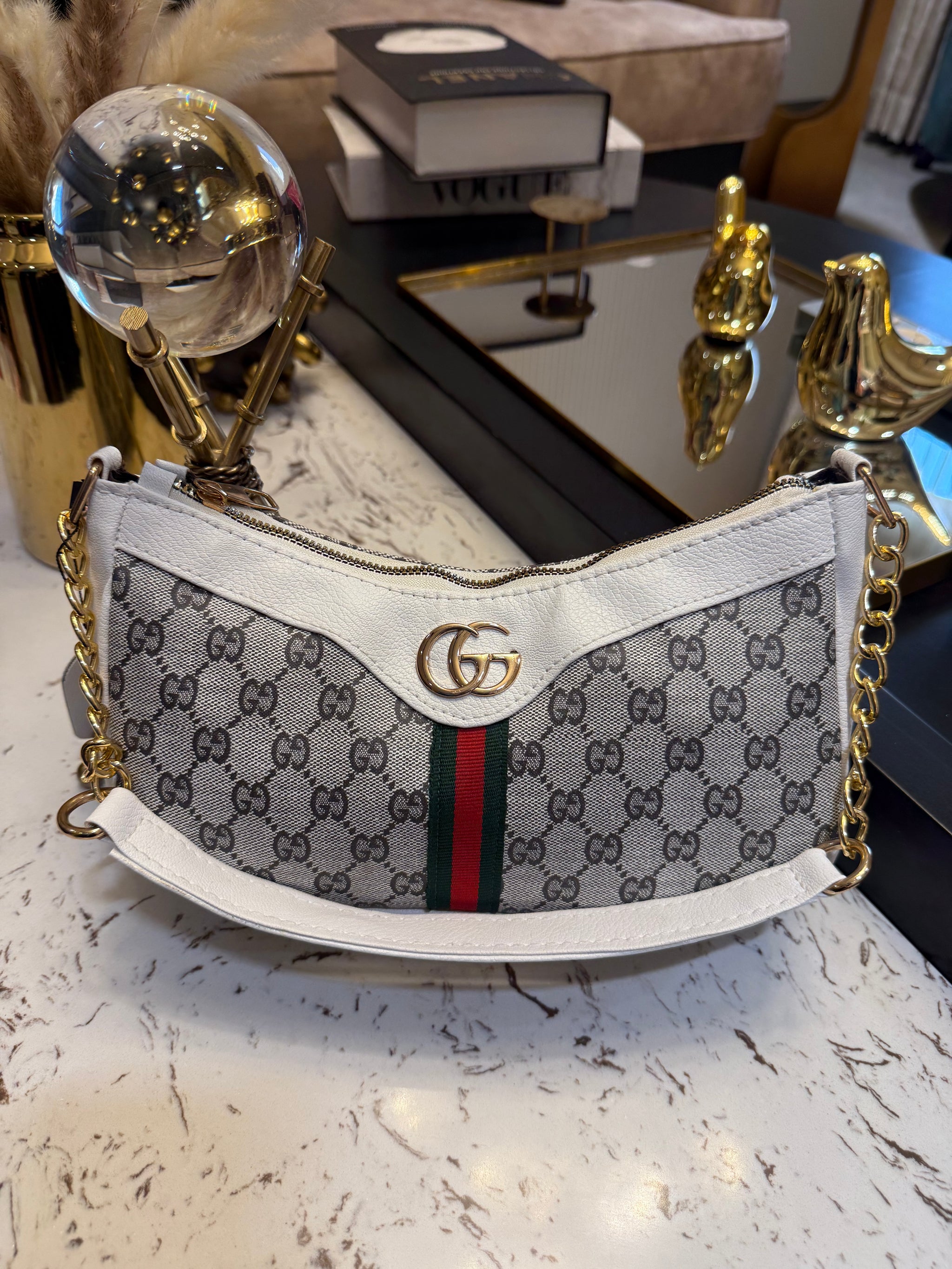 Signature Stripe Elegance Shoulder Bag