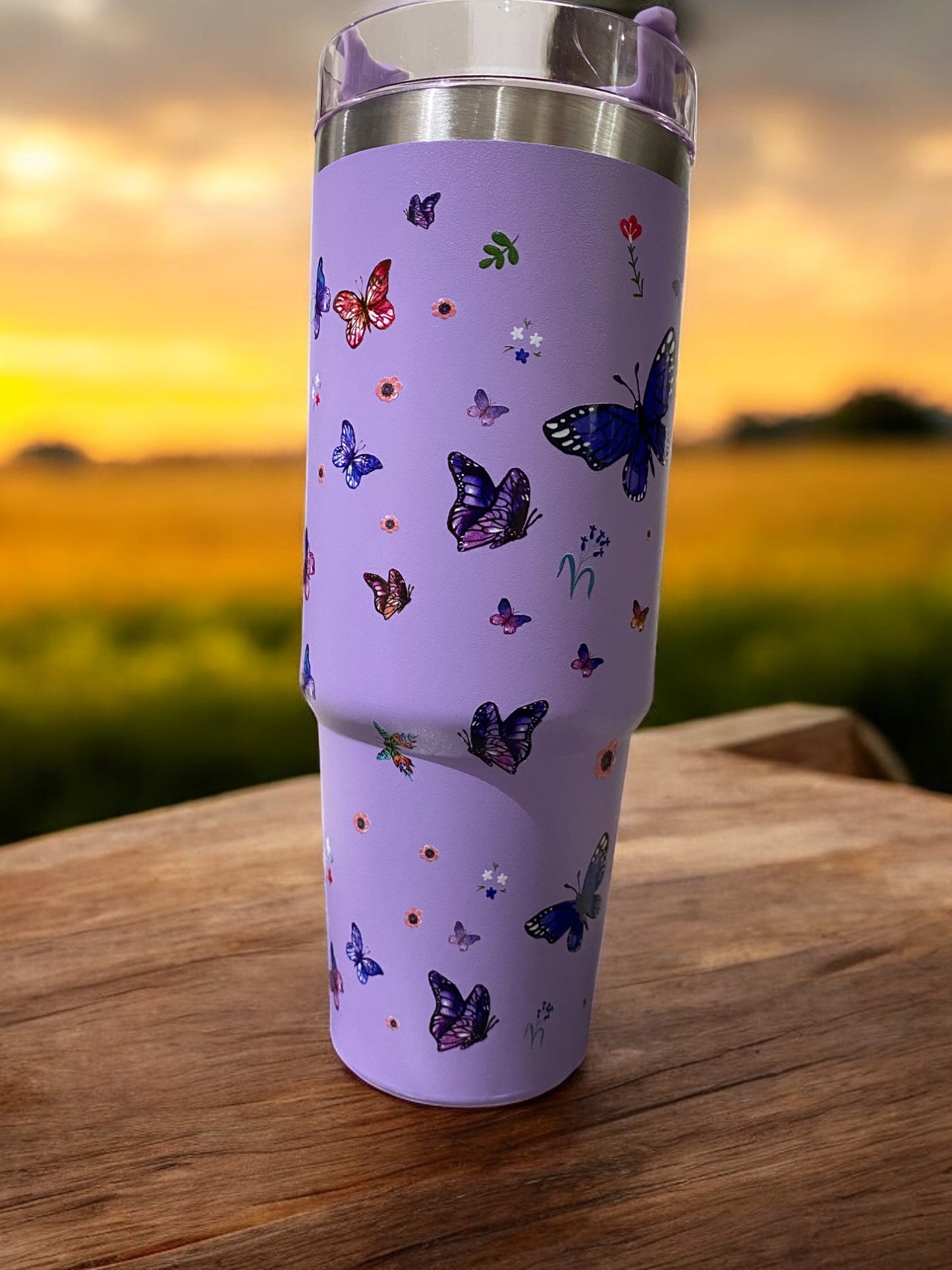 Purple Butterfly Bliss 890ML with Straw