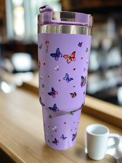 Purple Butterfly Bliss 890ML with Straw