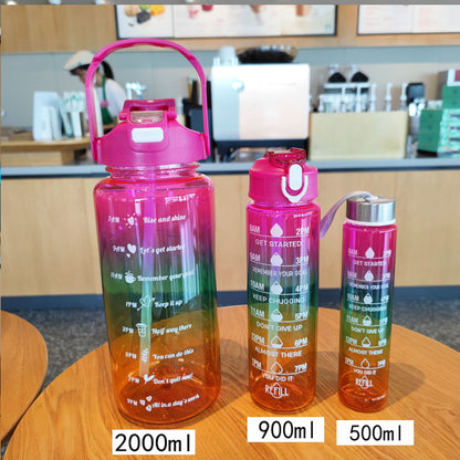 Pack of 3 Water Bottles with Time Marker ( Pink-Green-Orange)