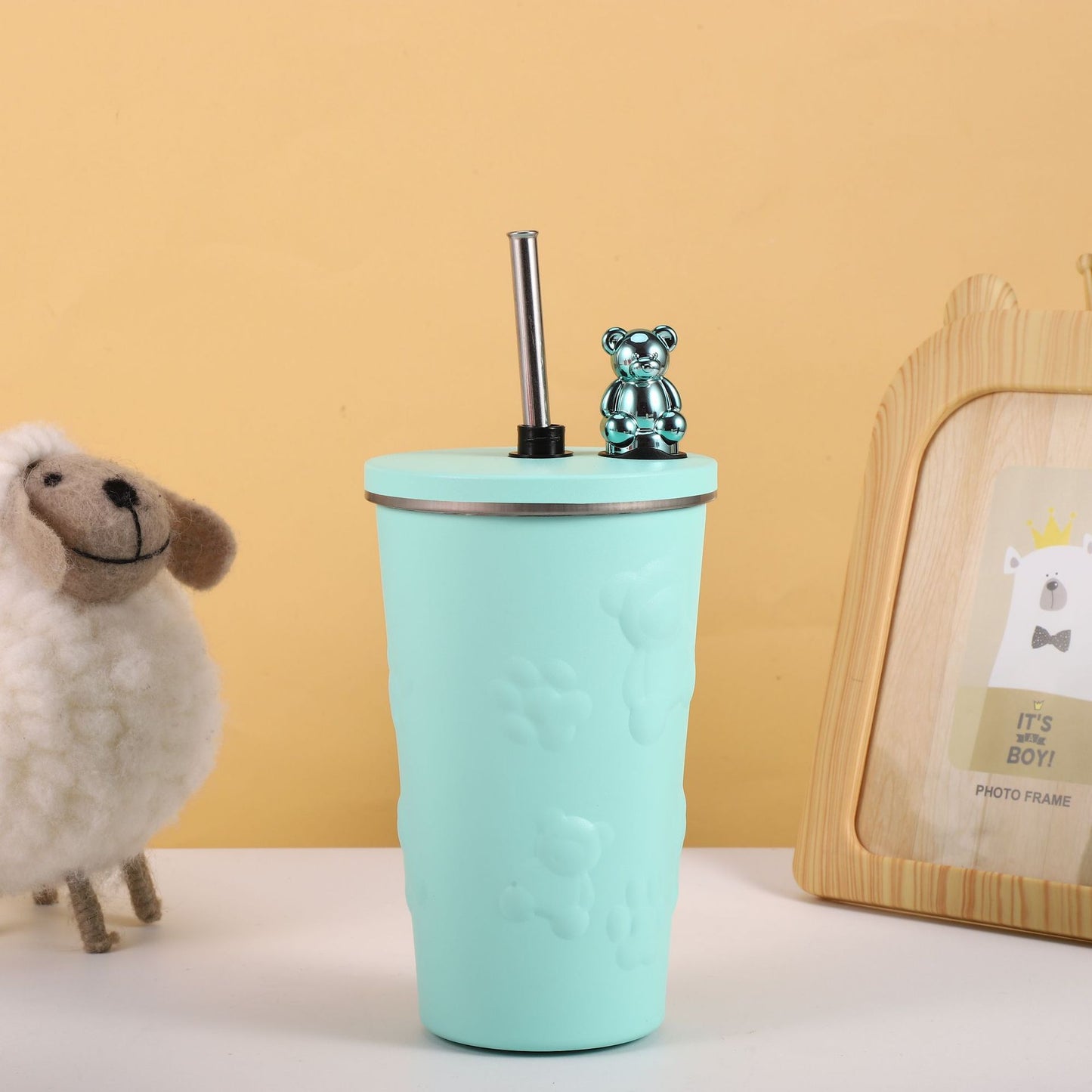 Skueezy Bear 600 ML Insulated Stainless Steel with Straw