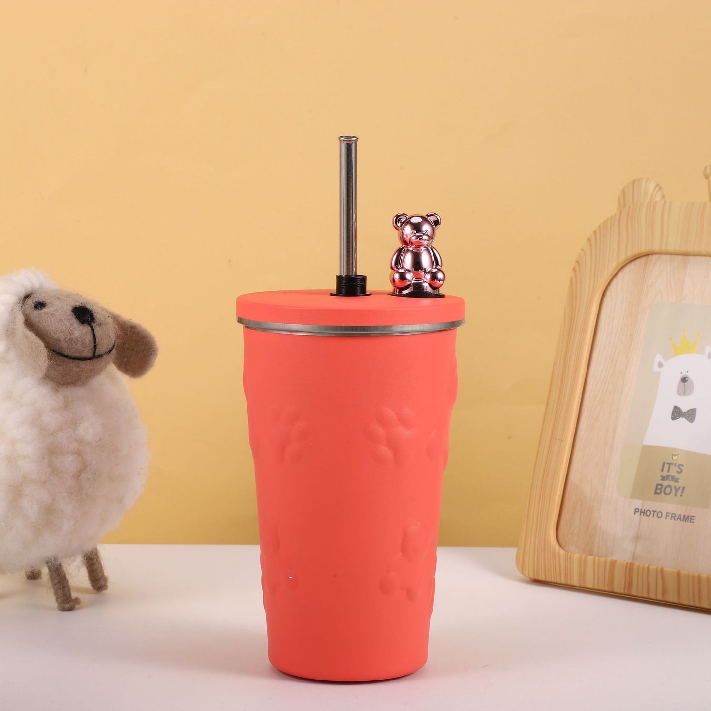 Skueezy Bear 600 ML Insulated Stainless Steel with Straw