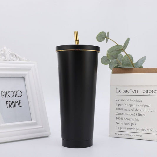 Elegance Flow Cup 710 ML Bottle with Golden Straw