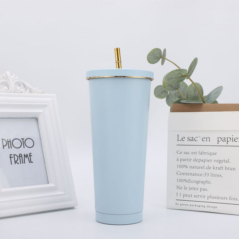 Elegance Flow Cup 710 ML Bottle with Golden Straw