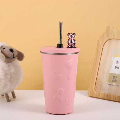 Skueezy Bear 600 ML Insulated Stainless Steel with Straw