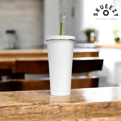 Elegance Flow Cup 710 ML Bottle with Golden Straw