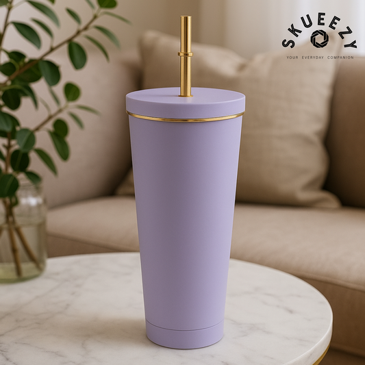 Elegance Flow Cup 710 ML Bottle with Golden Straw