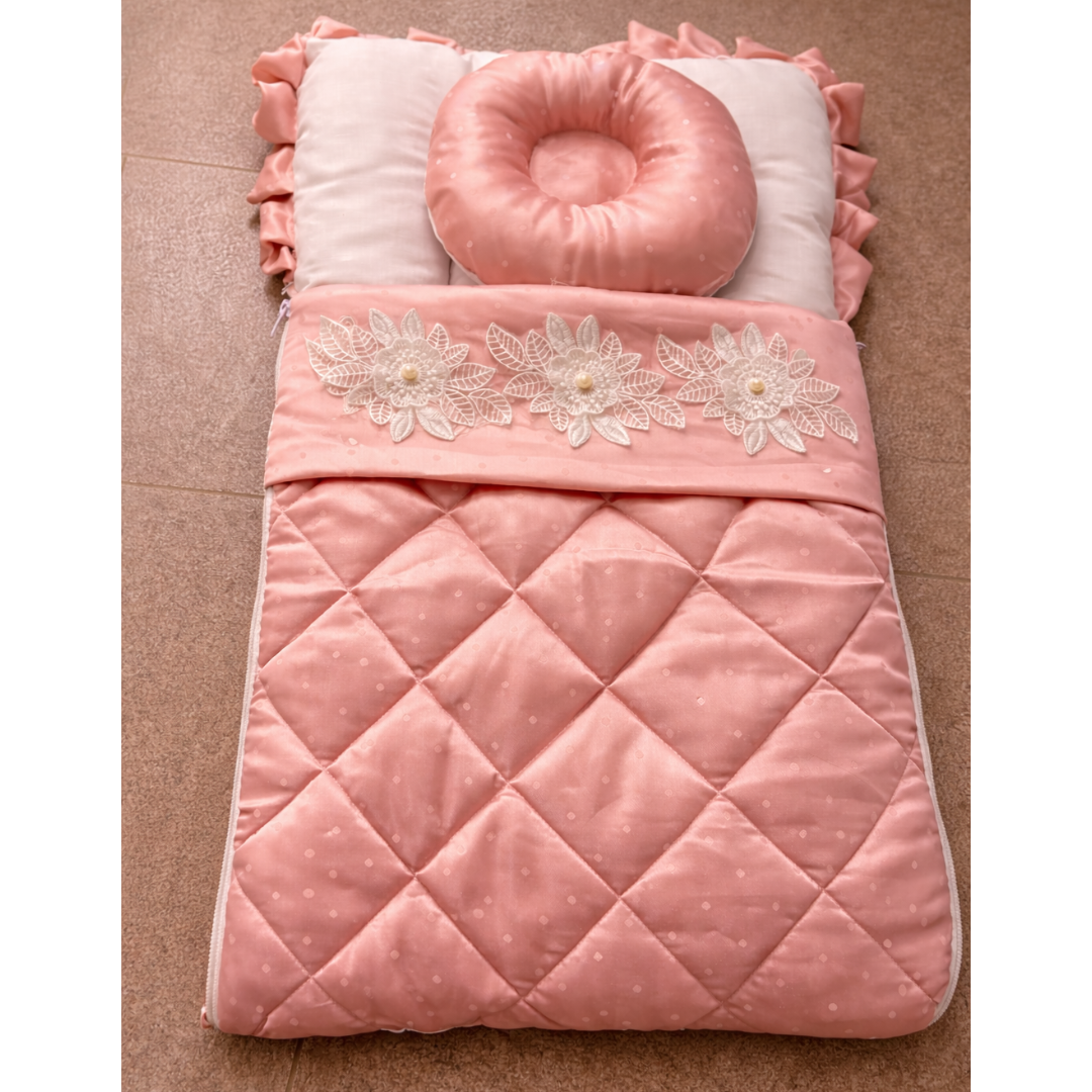 Luxury Floral Baby Nest – Silk Finish & 100% Cotton Inside