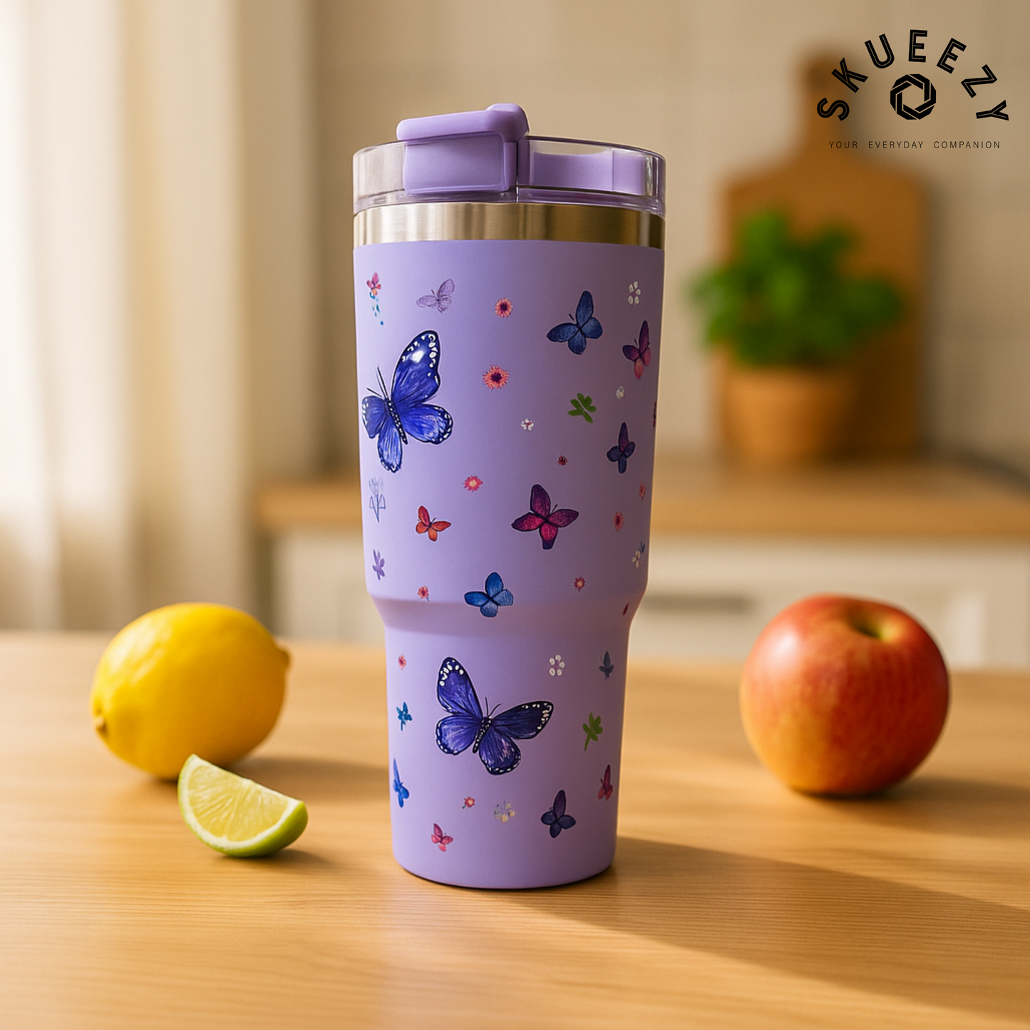 Purple Butterfly Bliss 890ML with Straw