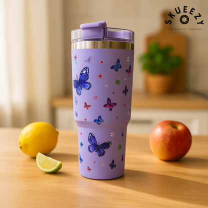 Purple Butterfly Bliss 890ML with Straw