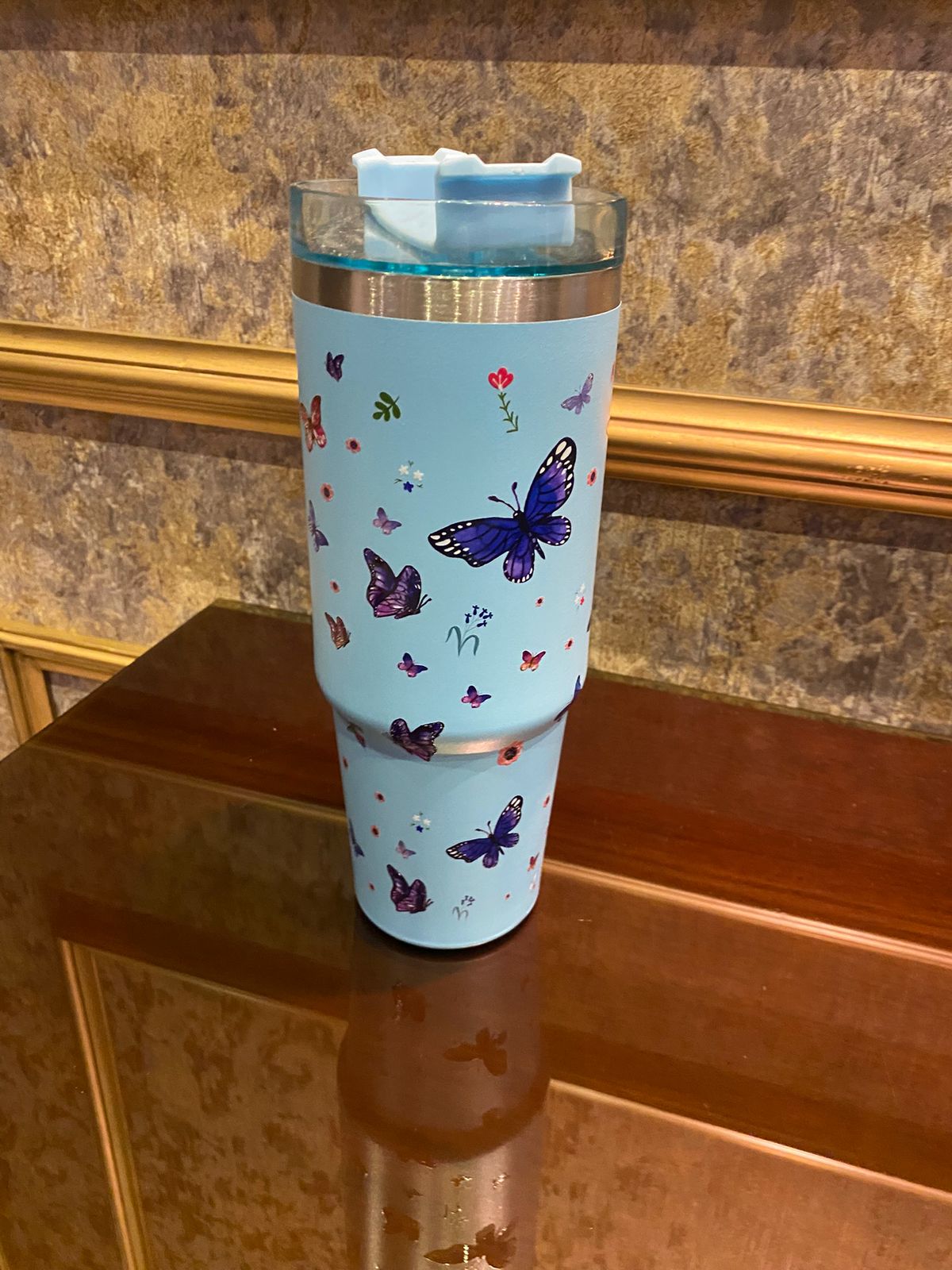Blue Butterfly Bliss 890ML with Straw