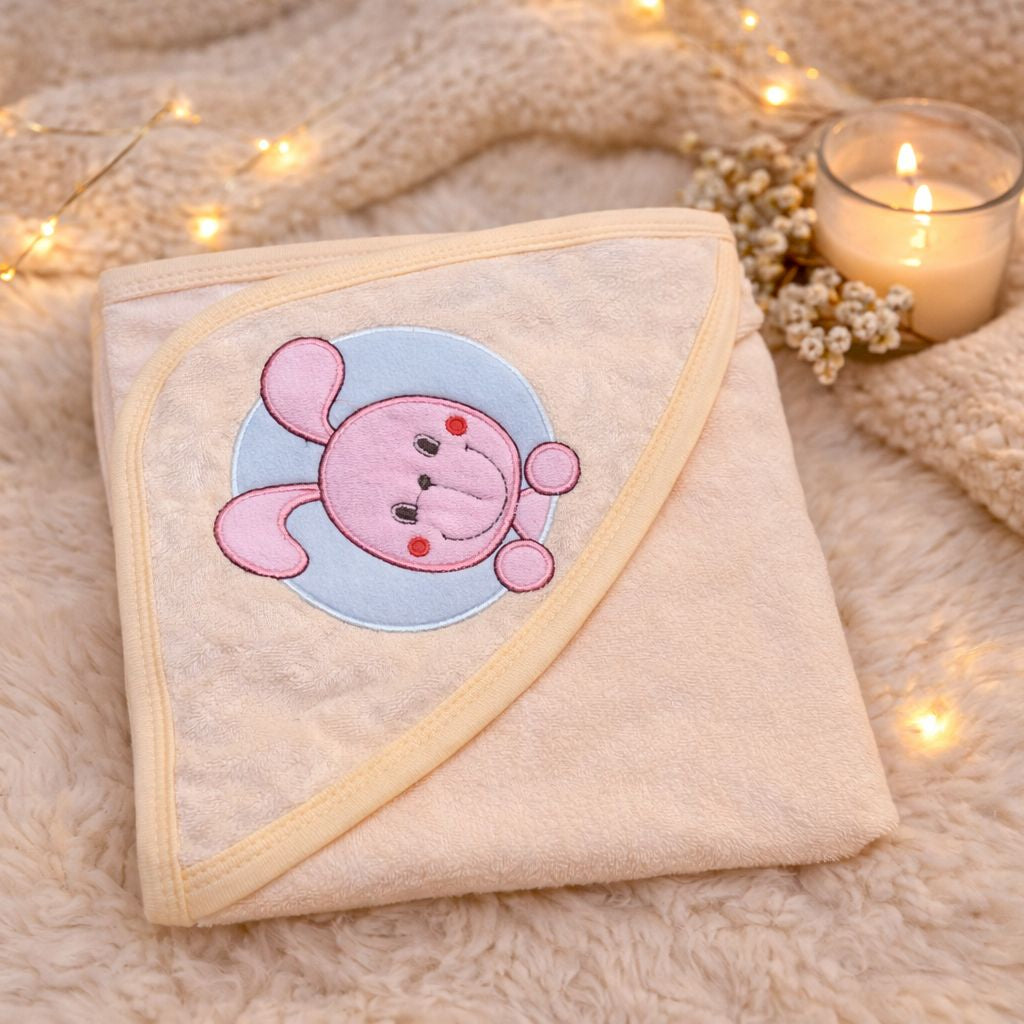 Bunny Bliss Pink Hooded Towel Wrap