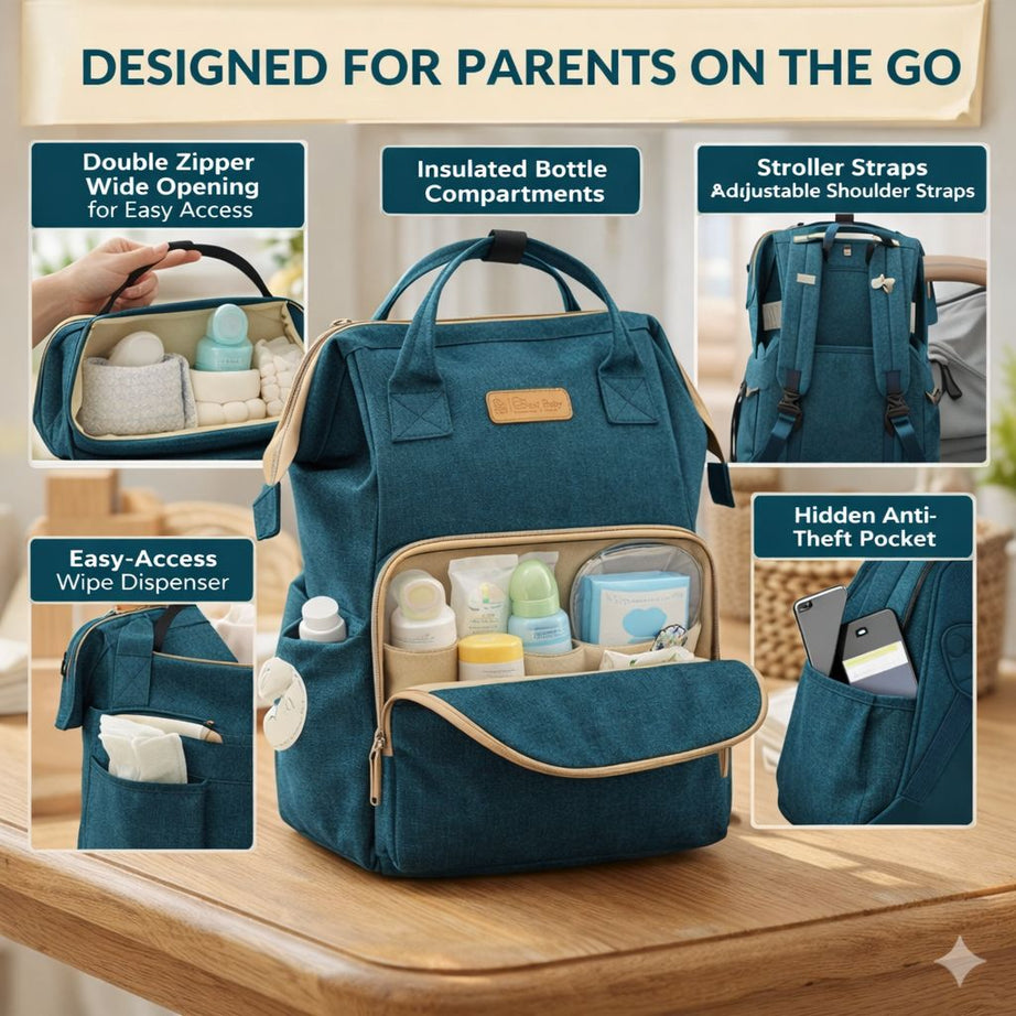 Multi-Function Baby Diaper Bag Backpack – Large Capacity & Waterproof