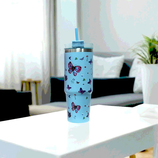 Blue Butterfly Bliss 890ML with Straw