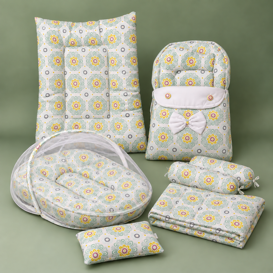 Mint Floral 8-Piece Baby Bedding Set