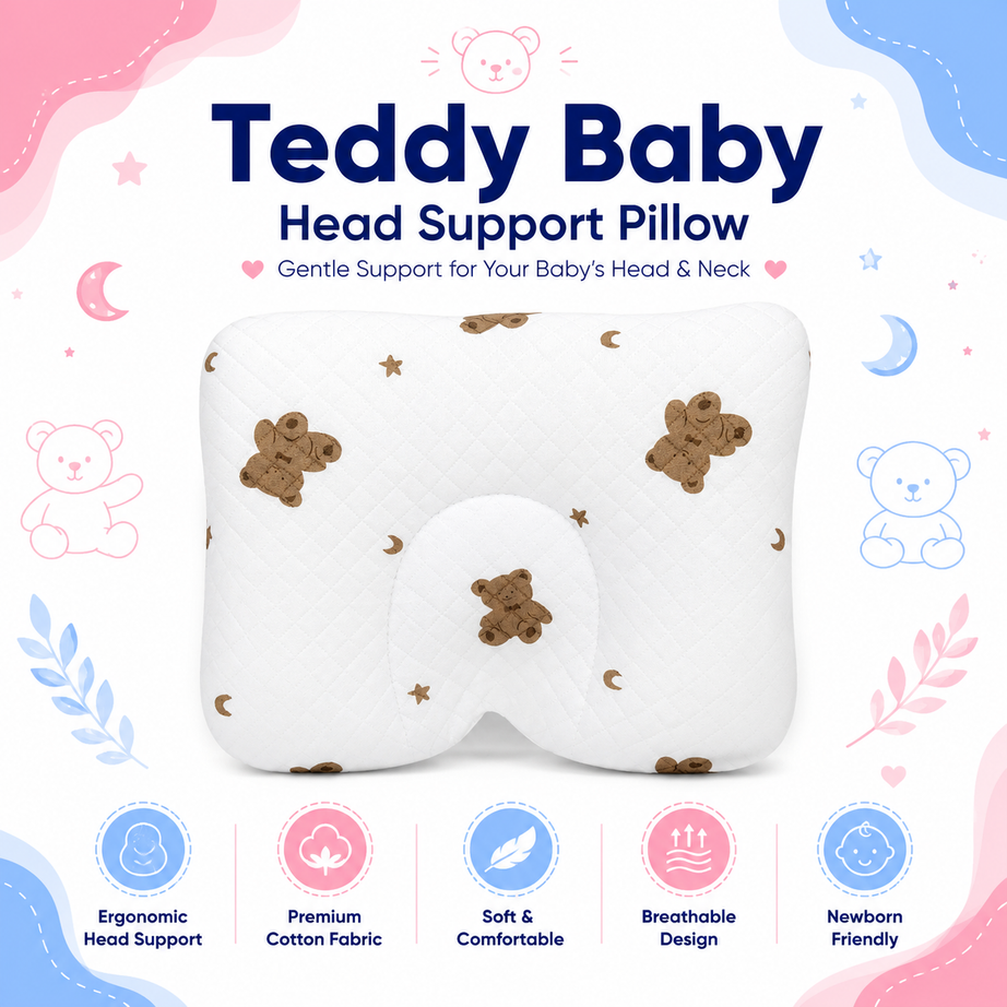 Teddy Baby Head Support Pillow