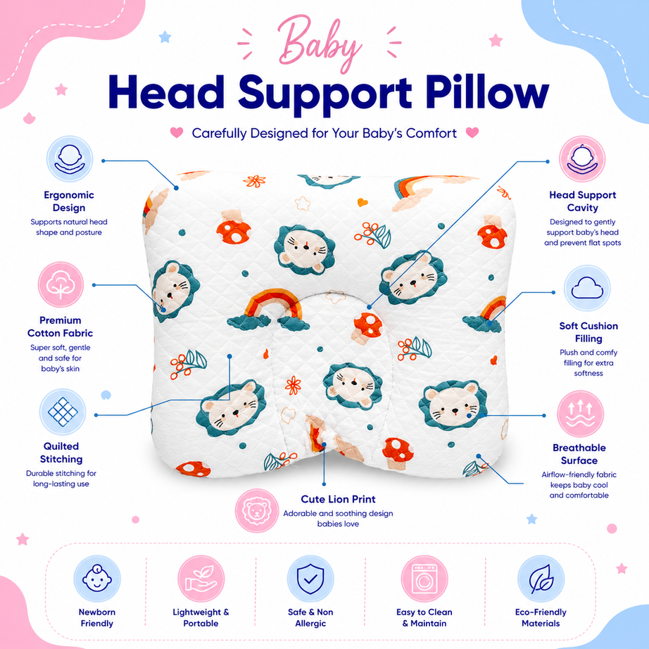 Lion Baby Head Support Pillow