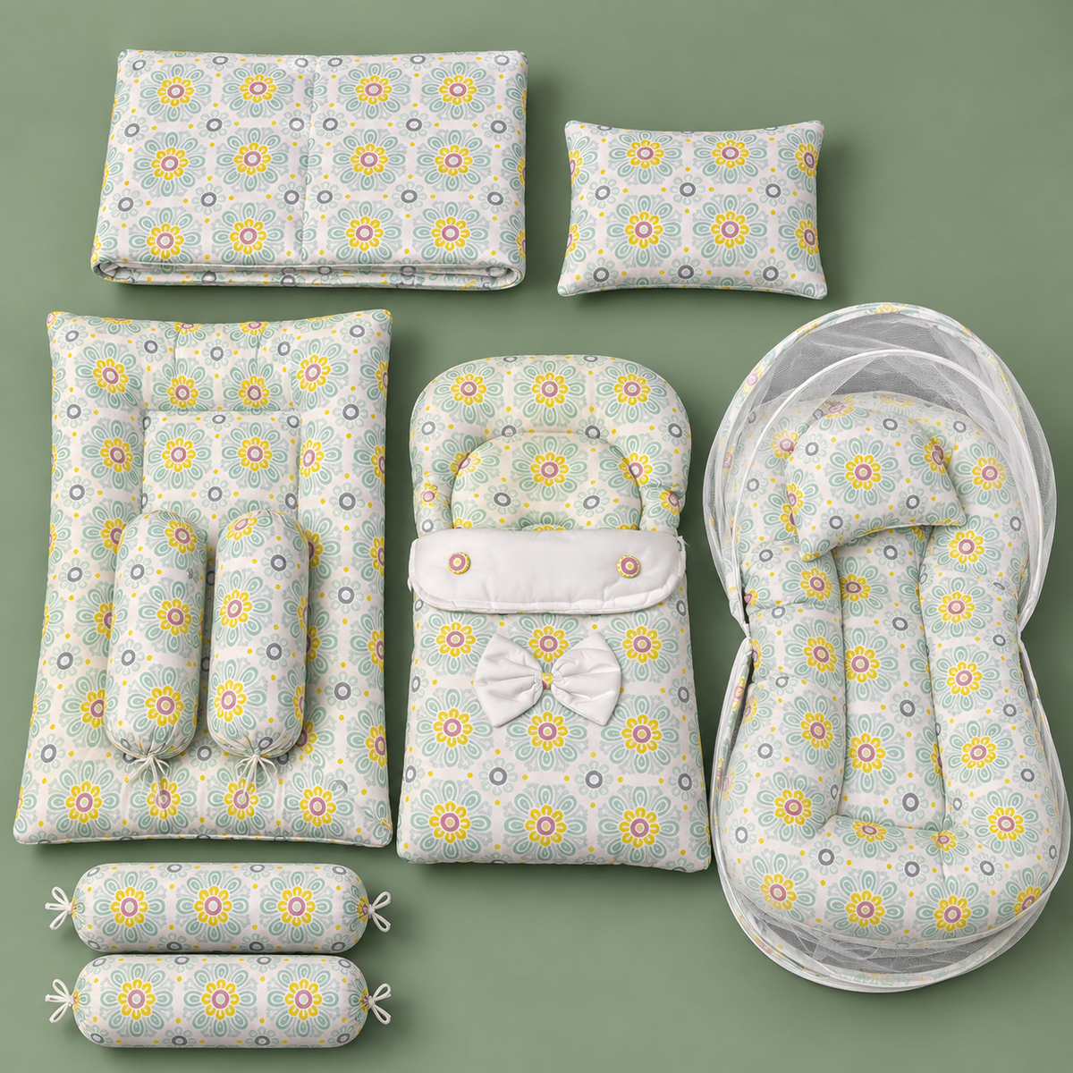 Mint Floral 8-Piece Baby Bedding Set