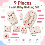 9 Pieces Heart Baby Bedding Set