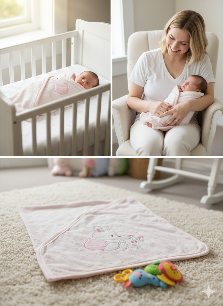 Blossom Bunny Baby Wrapping Sheet