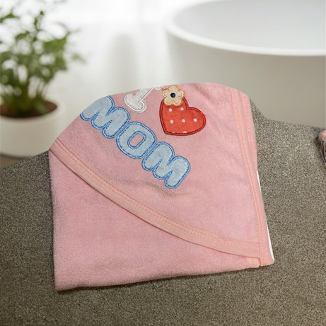 Pink Heart Mom Baby Bath Towel