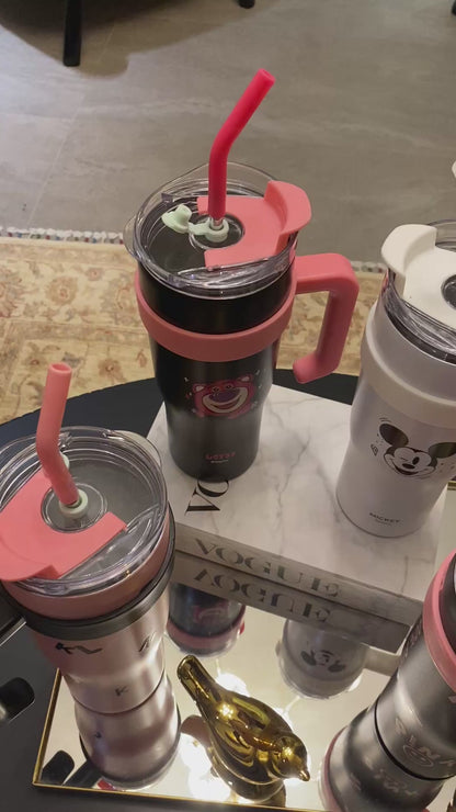 Pink Bear HydraFlex Bottle 1200 ML with Metal Straw