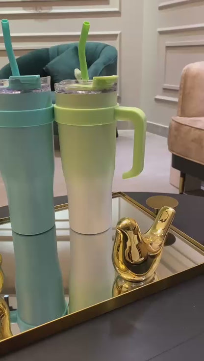 FreshGlow Stainless Steel Tumbler 1200ML with Metal Straw