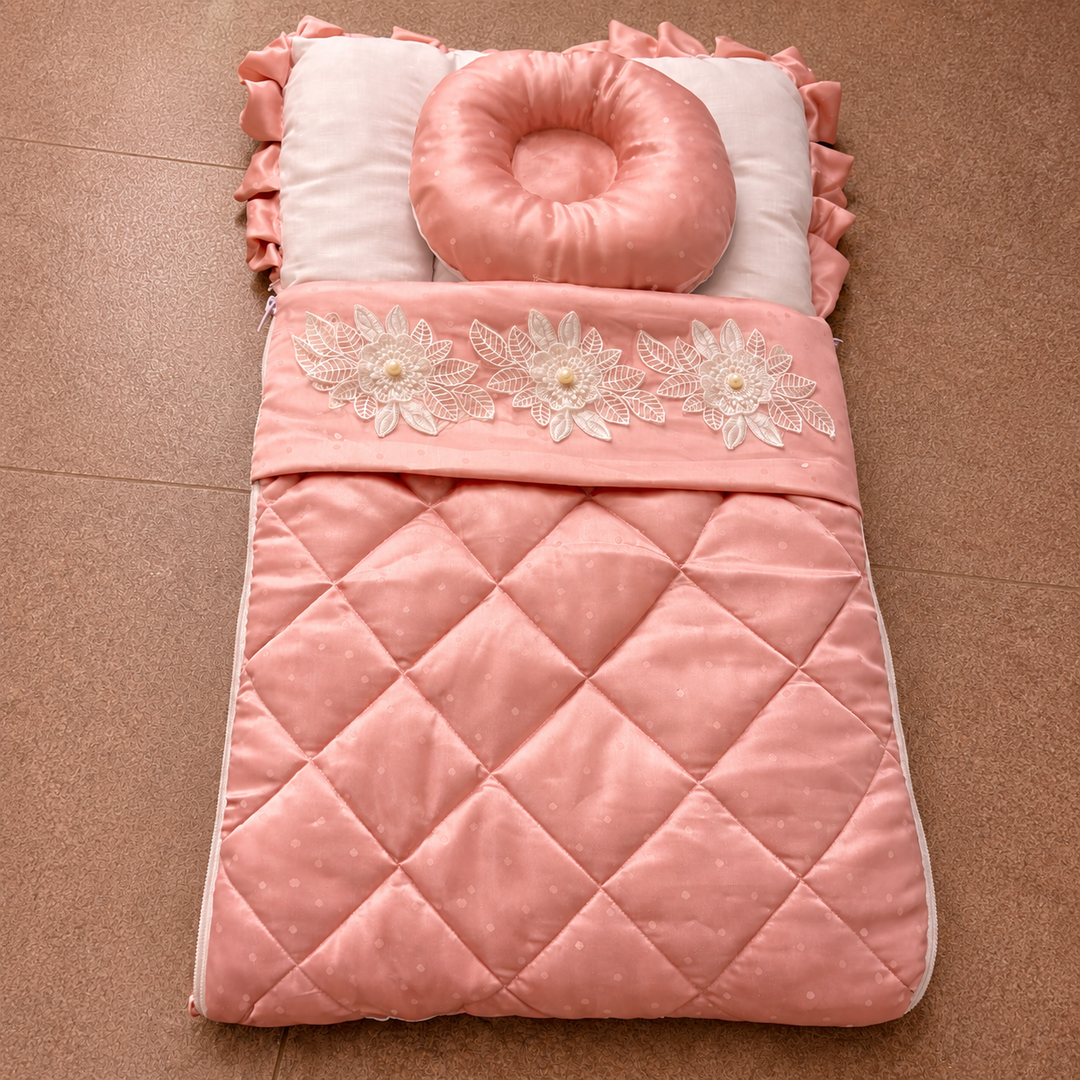 Luxury Floral Baby Nest – Silk Finish & 100% Cotton Inside